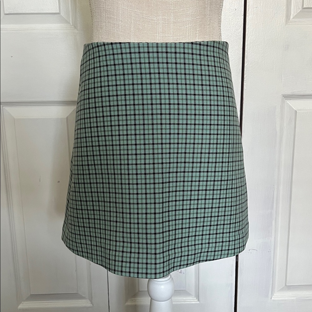 Wilfred Checkered Skirt in Mint and Black